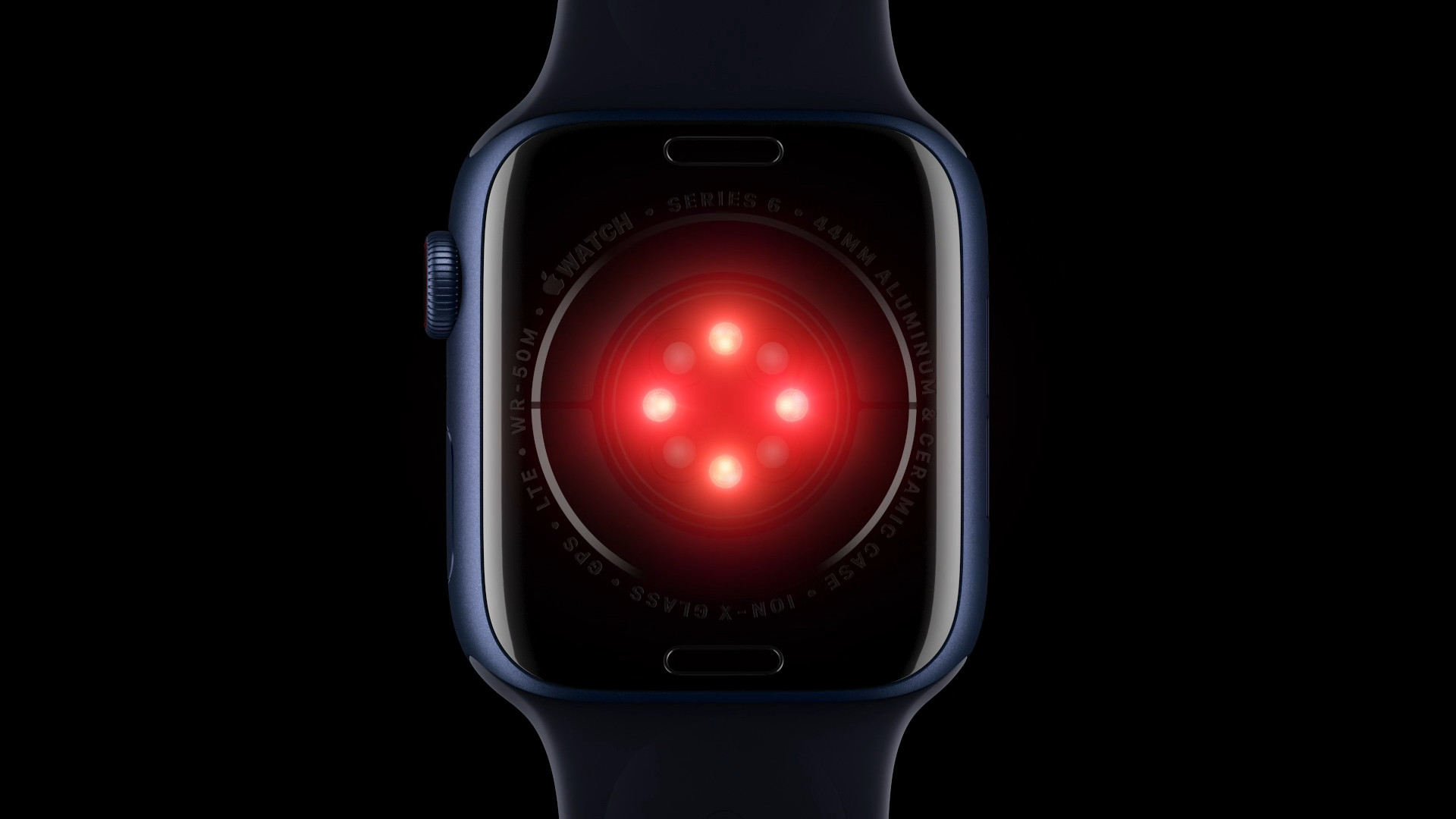 smartwatch closeup red light