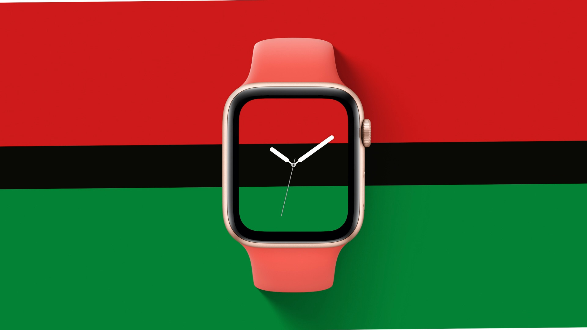 smartwatch red green black background