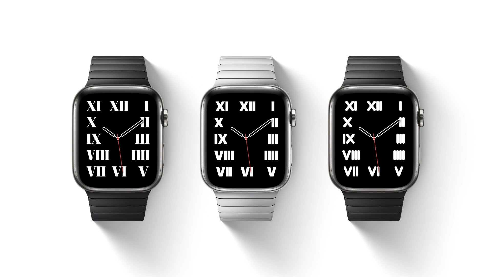 three smartwatches roman numerals