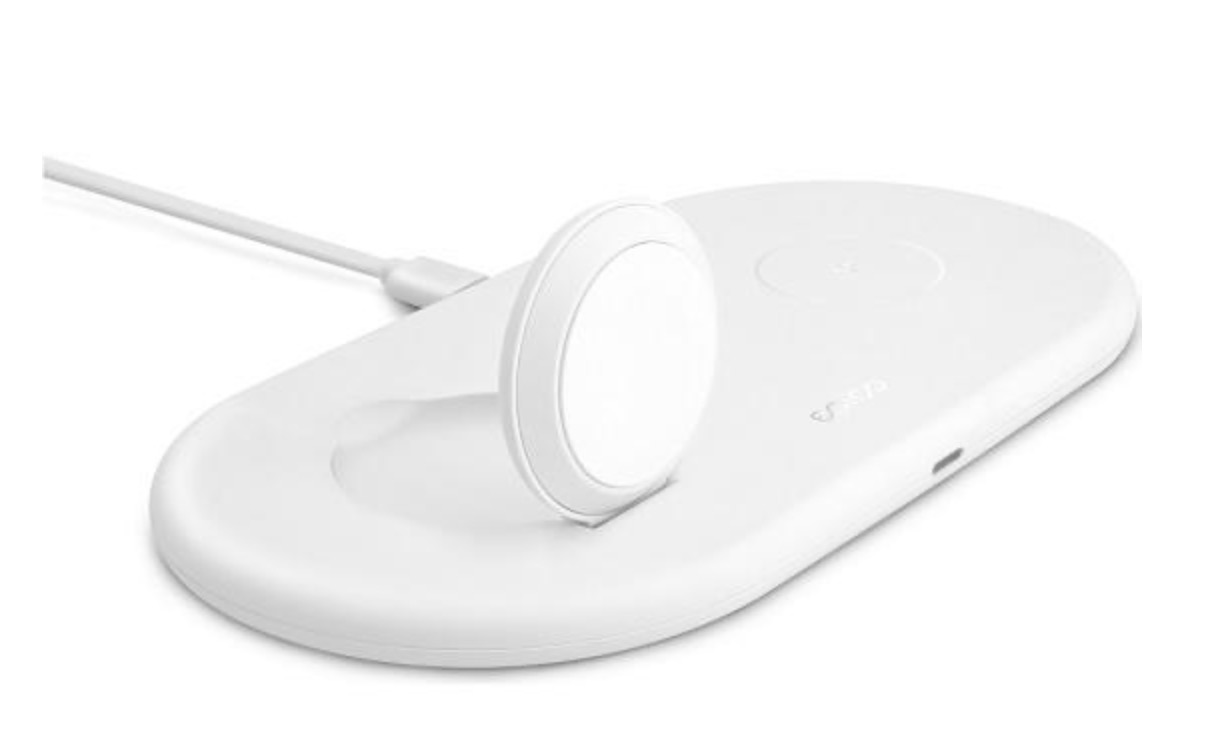 white wireless charging pad