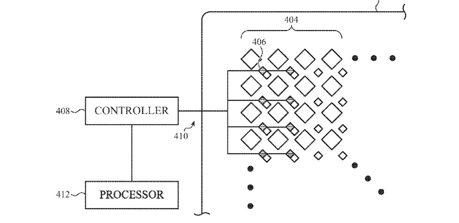Apple patent senzory pod displejem