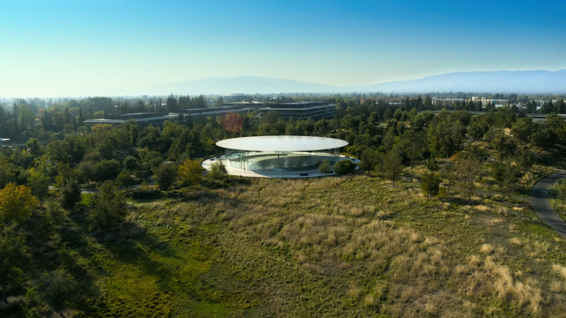 aerial view glass building