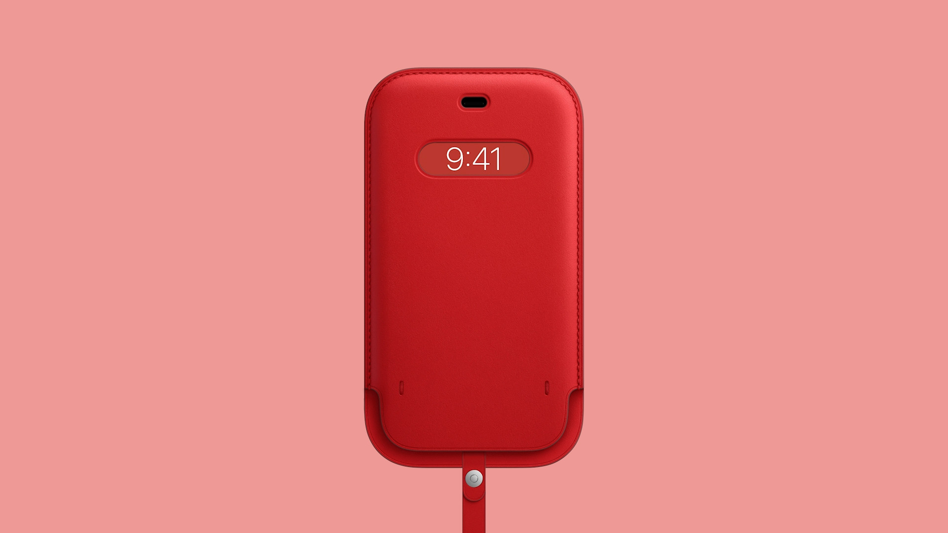 angled view red phone case
