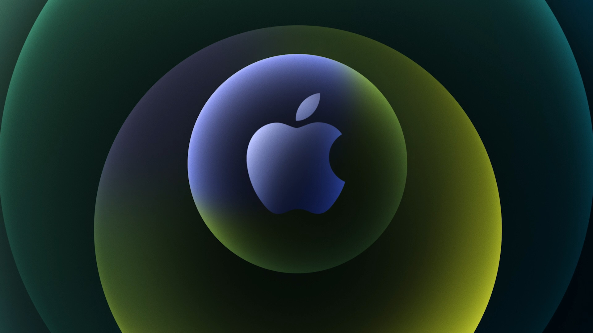 apple logo with green blue circles