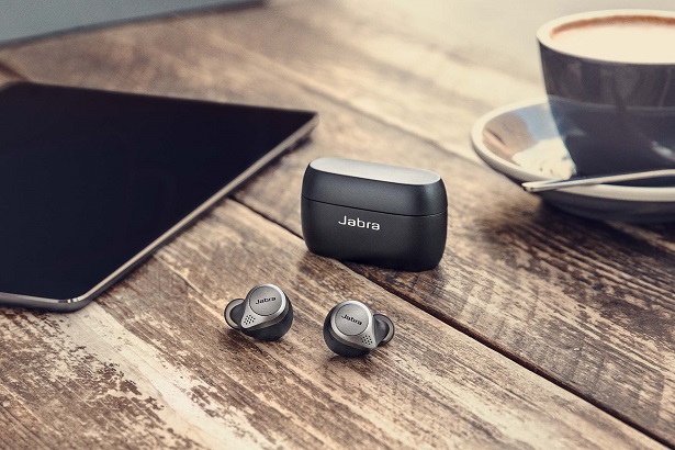 jabra earbuds on table