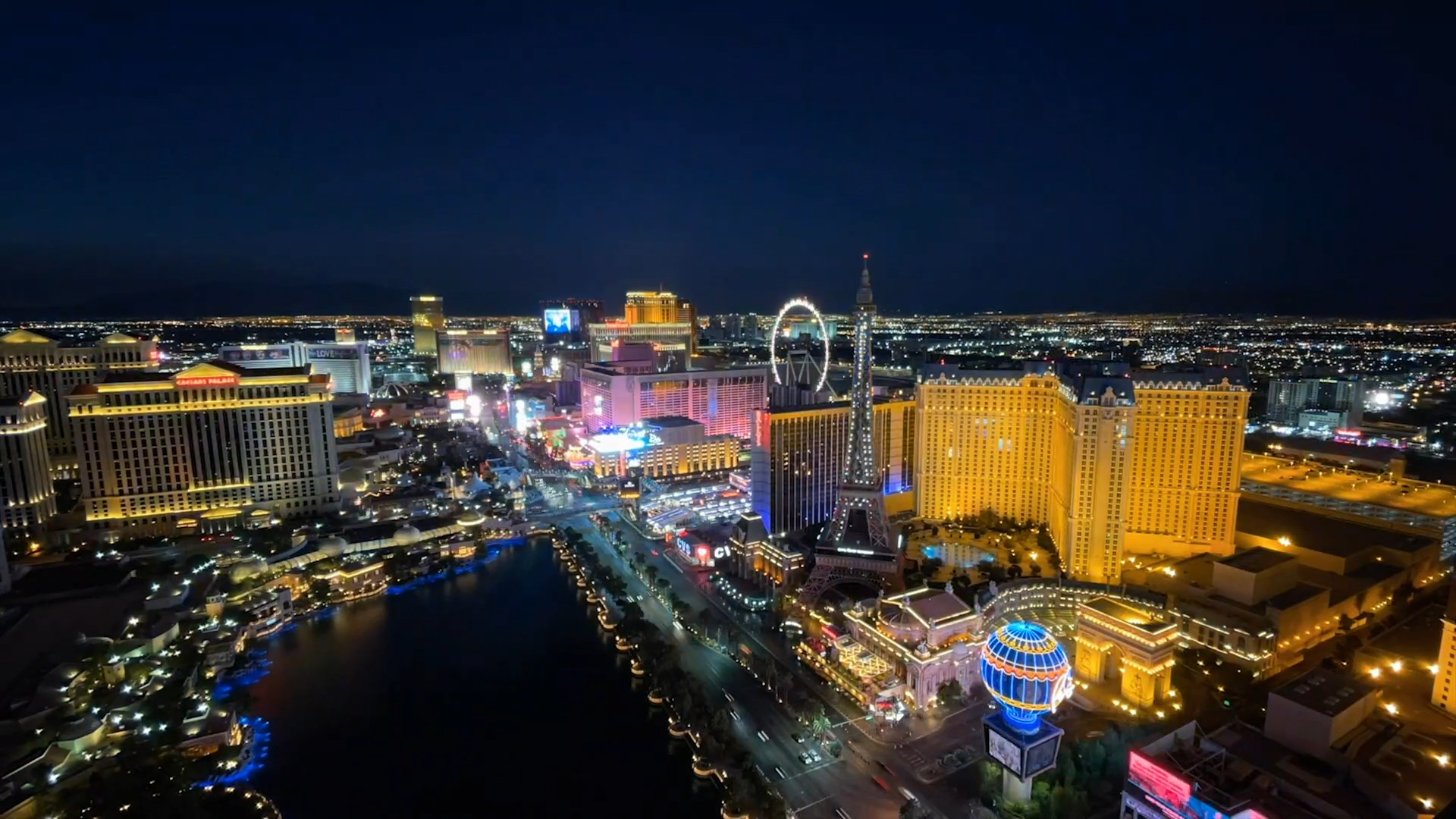 las vegas night aerial view