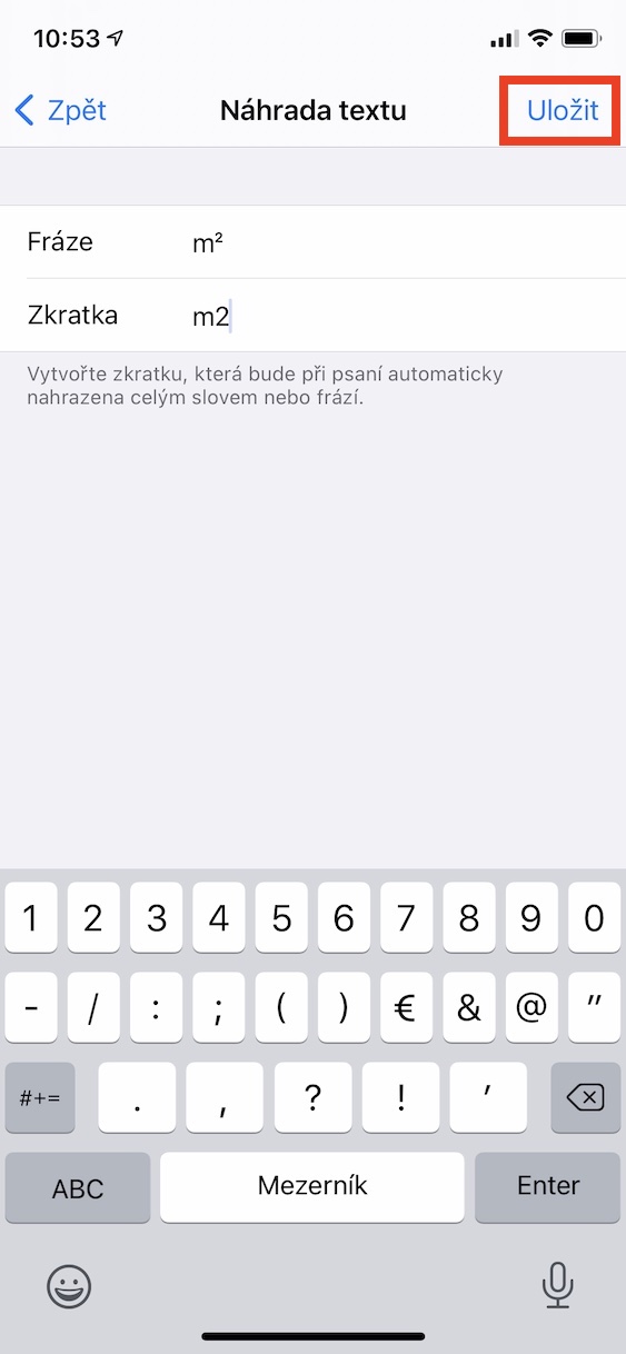 metr_ctvercovy_krychlovy_ios10 jak napsat metr čtvereční či krychlový