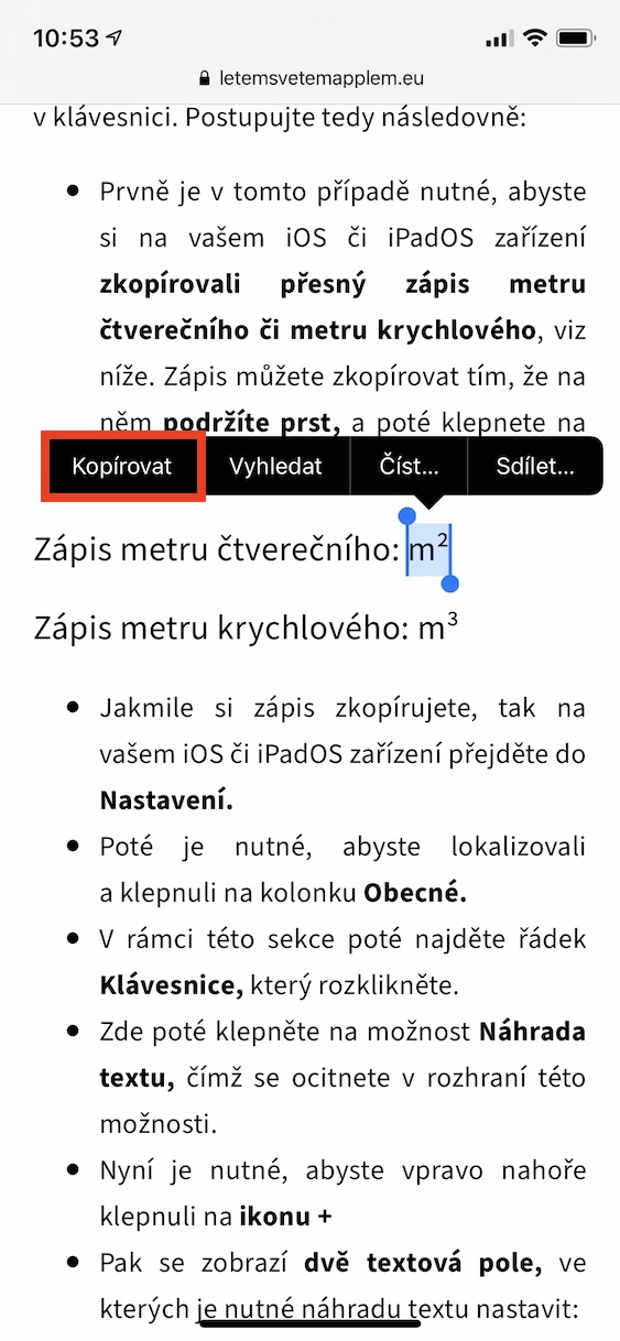 metr_ctvercovy_krychlovy_ios3 jak napsat metr čtvereční či krychlový