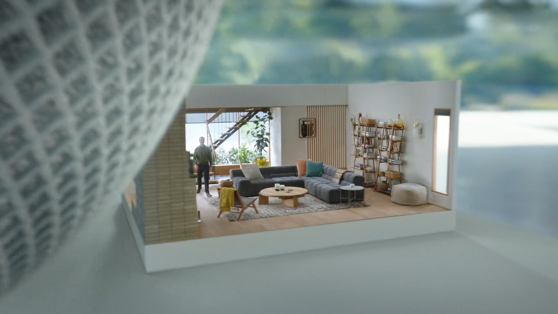 miniature room next to speaker