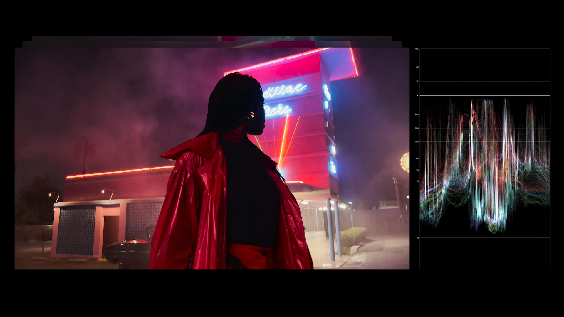 neon portrait with graph