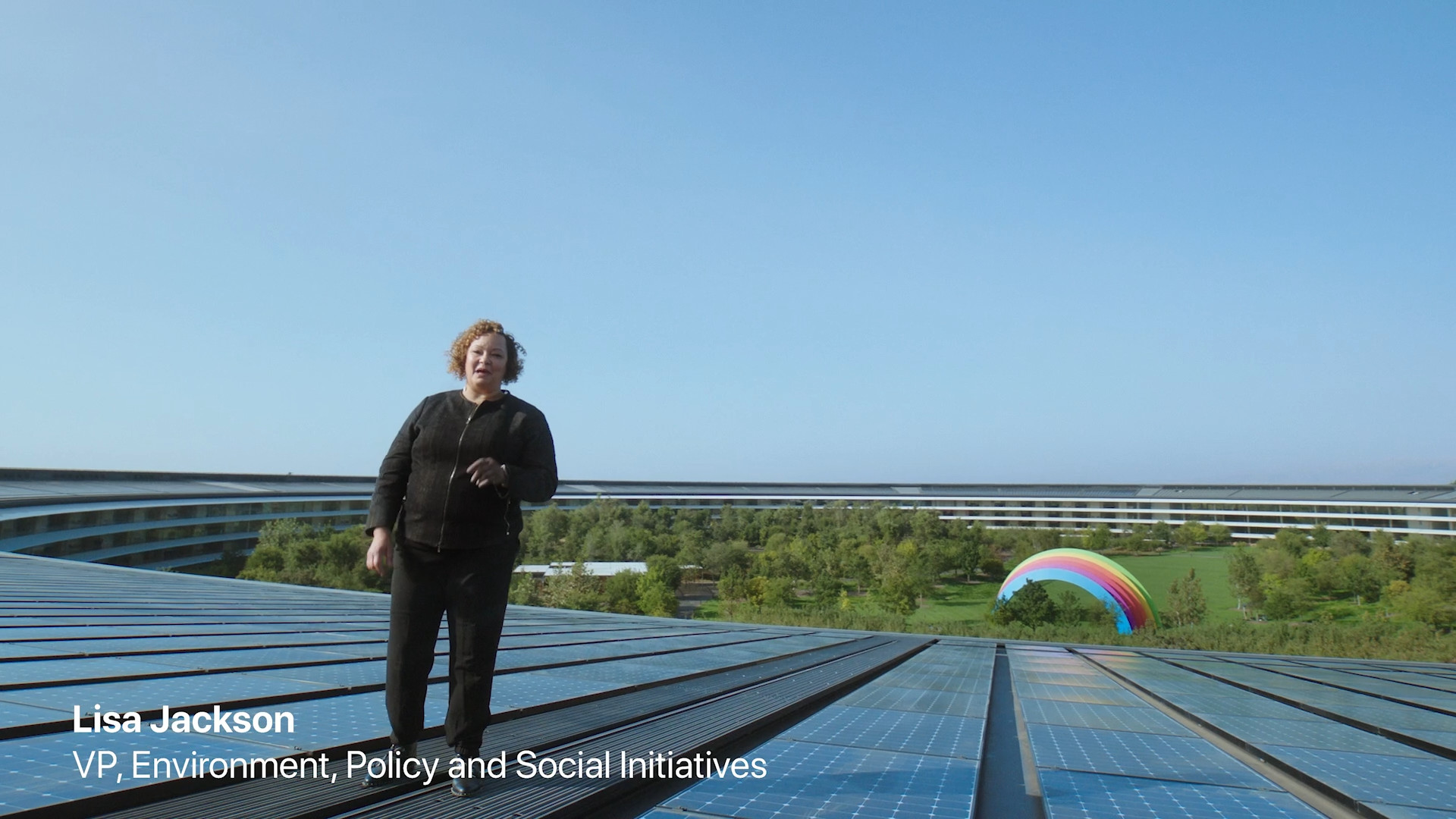 person on apple park roof