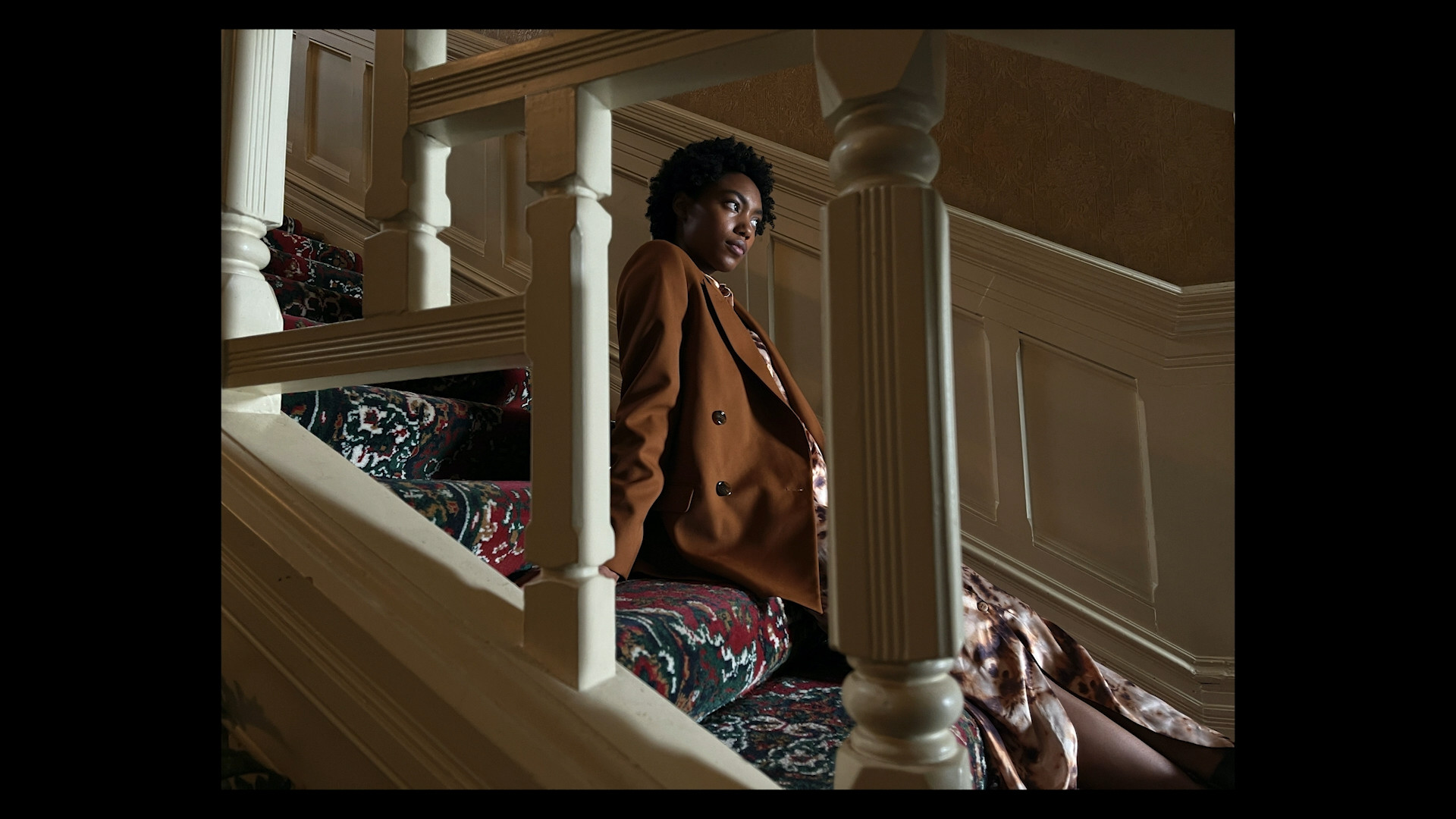 portrait woman staircase