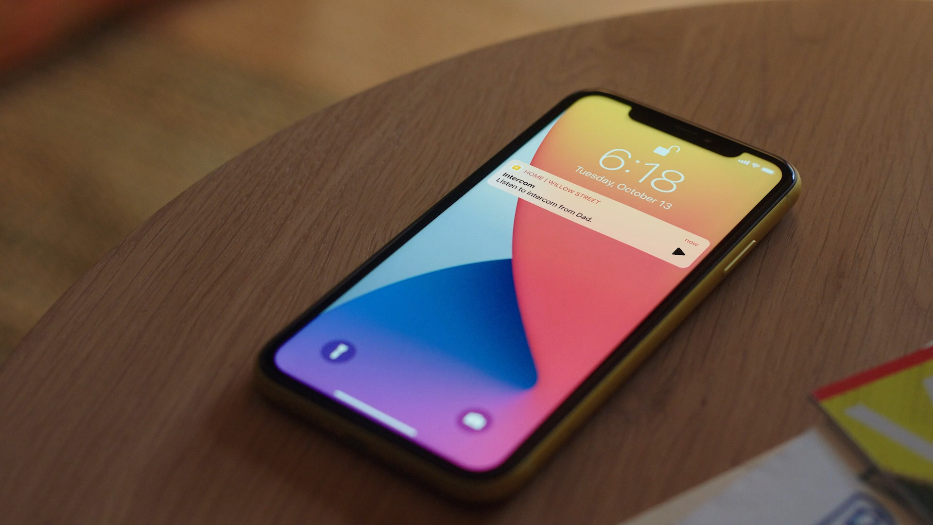 smartphone on table with notification