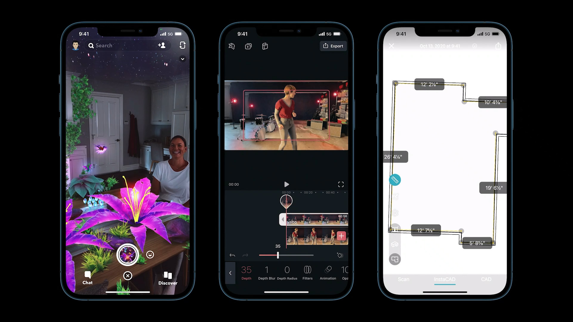 three iphone screens apps