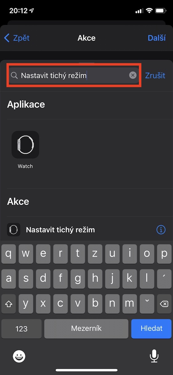 tichy_rezim_automatizace1 tichý režim apple watch automatizace