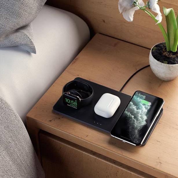 wireless charging station on nightstand