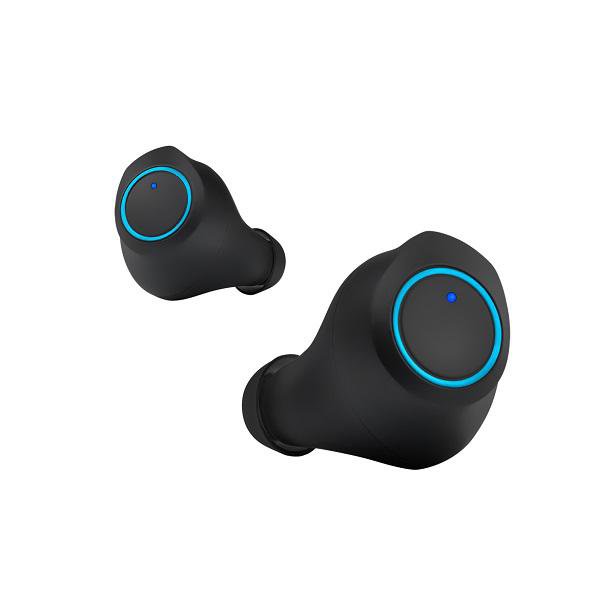 black wireless earbuds isolated