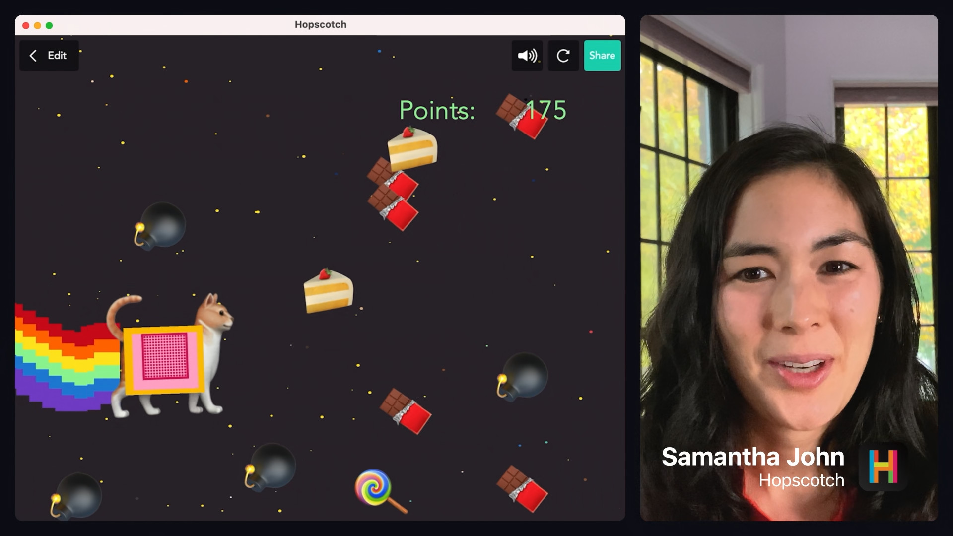 game screen with woman