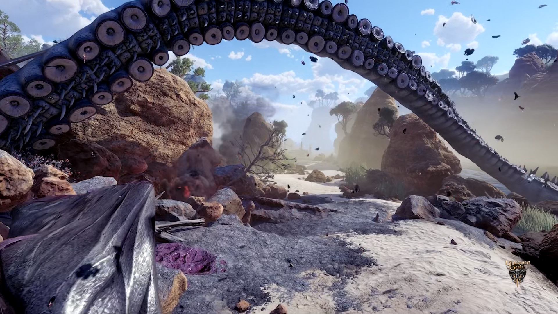 giant tentacle on beach