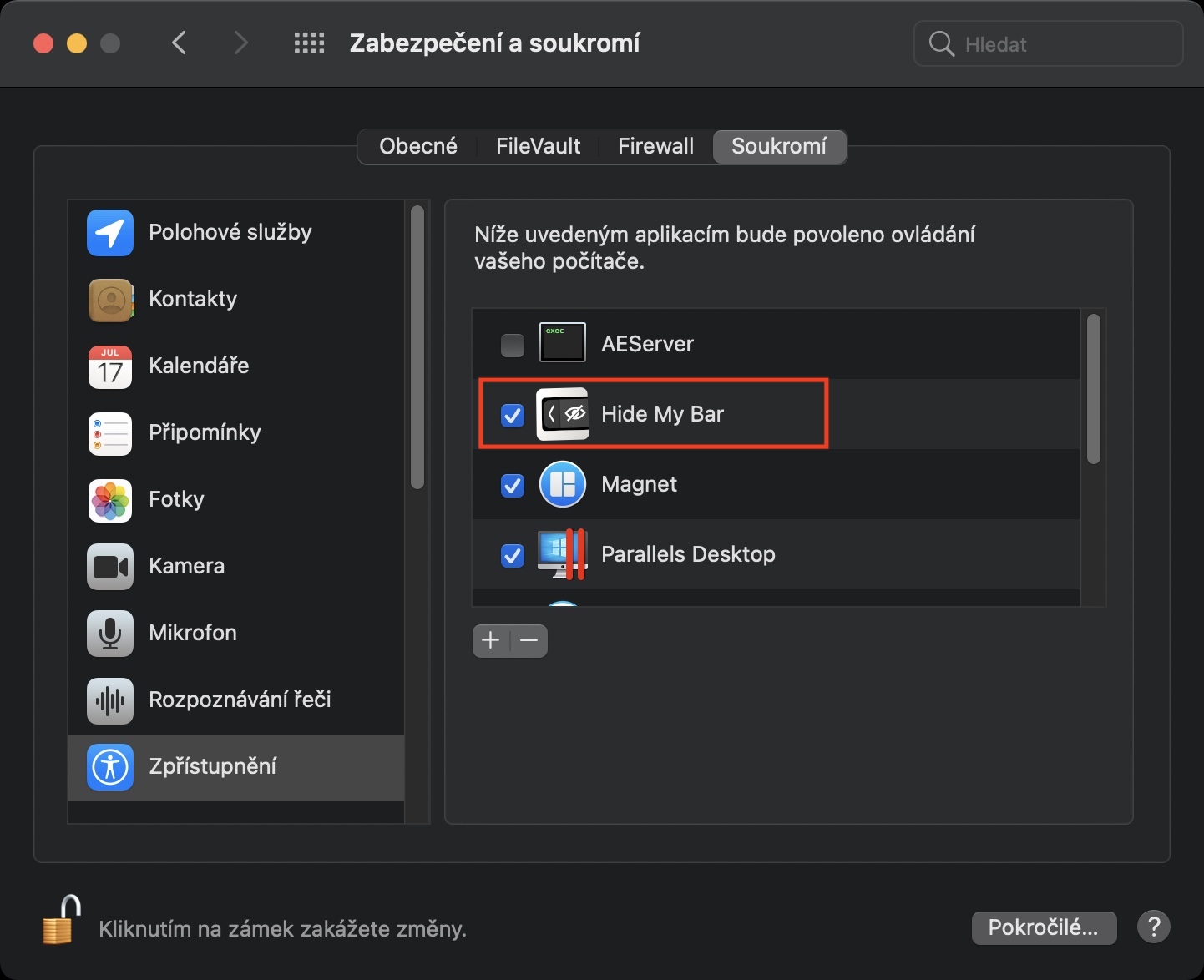 Jak na MacBooku rychle deaktivovat Touch Bar, pokud jej zrovna