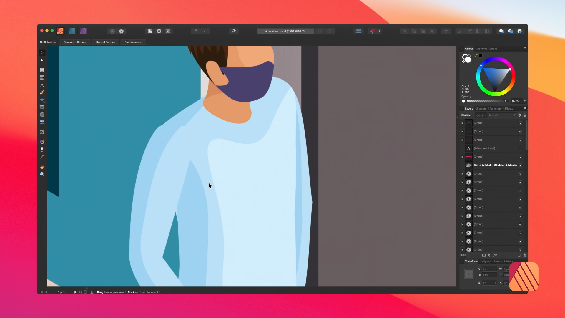 illustration man with mask