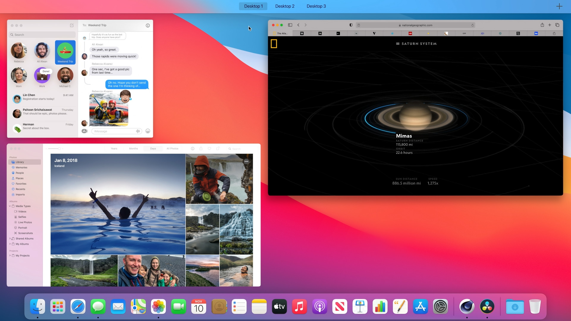 macos desktop messages photos safari