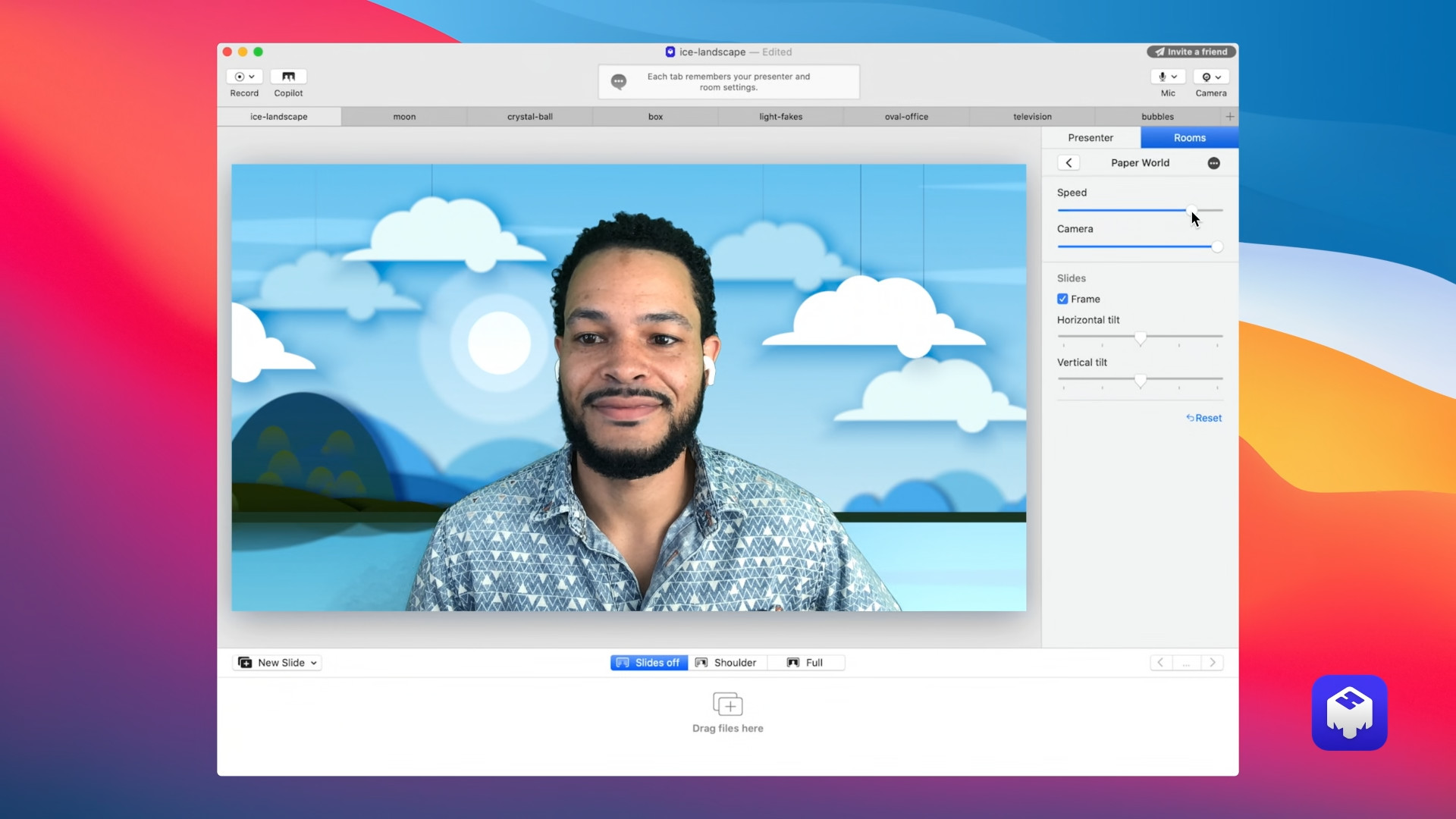 man in virtual background
