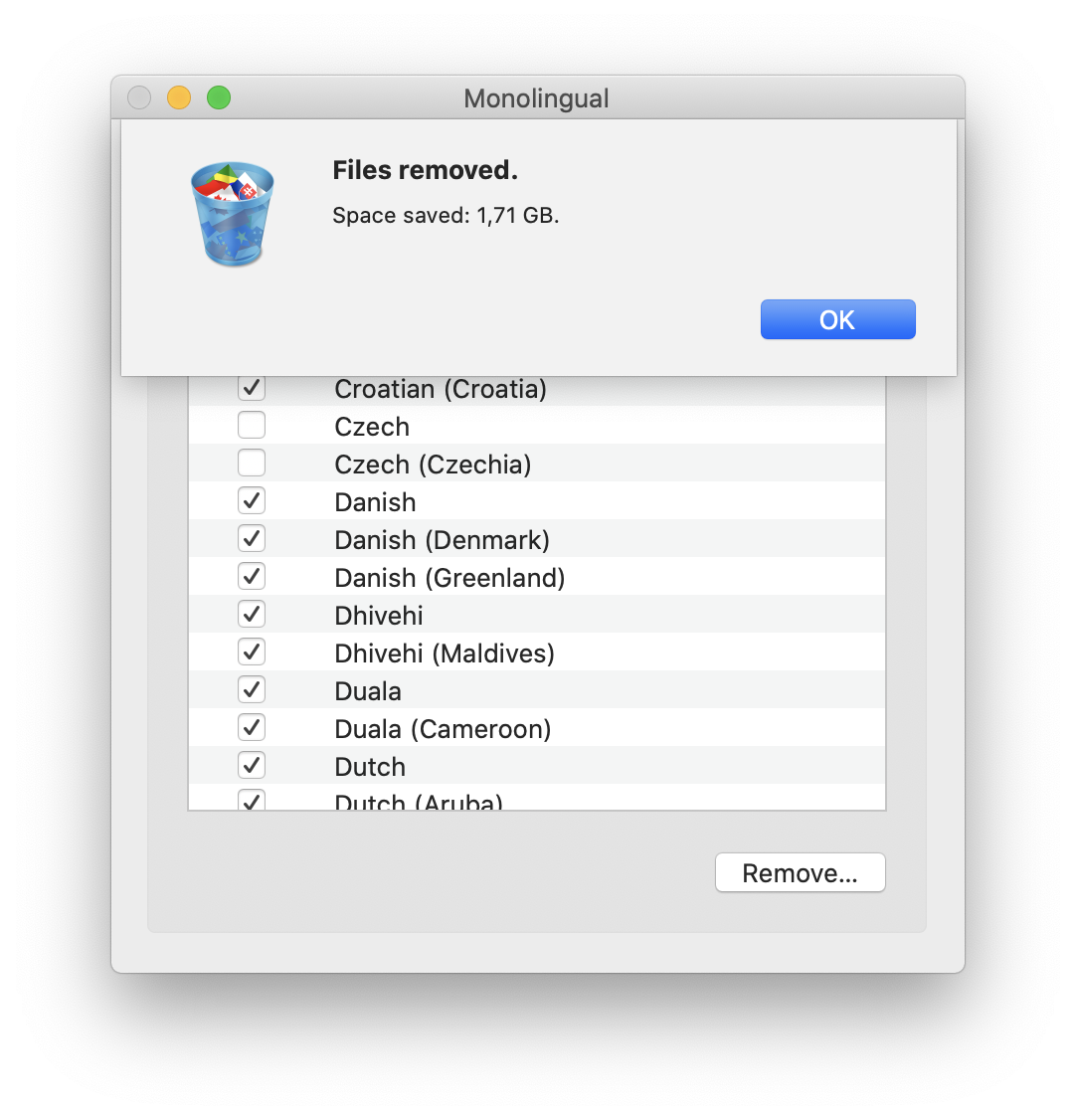 monolingual files removed