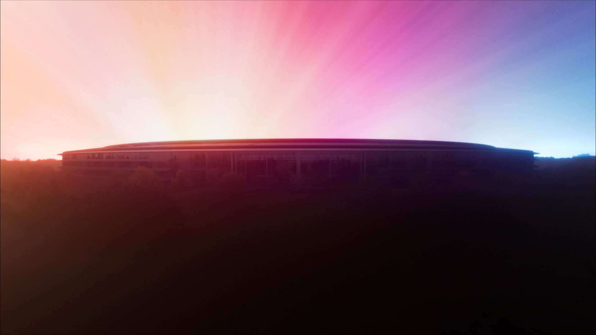 panoramic building sunset
