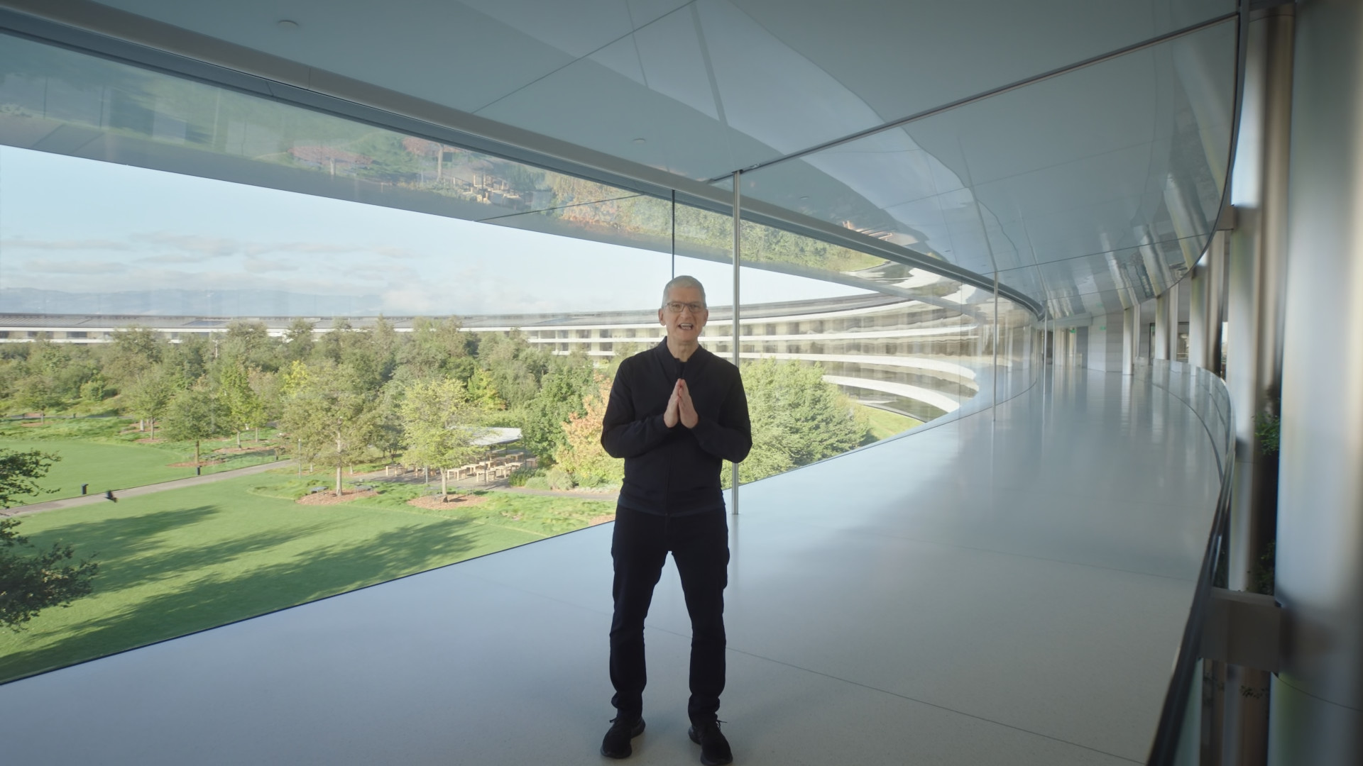 person standing in modern office