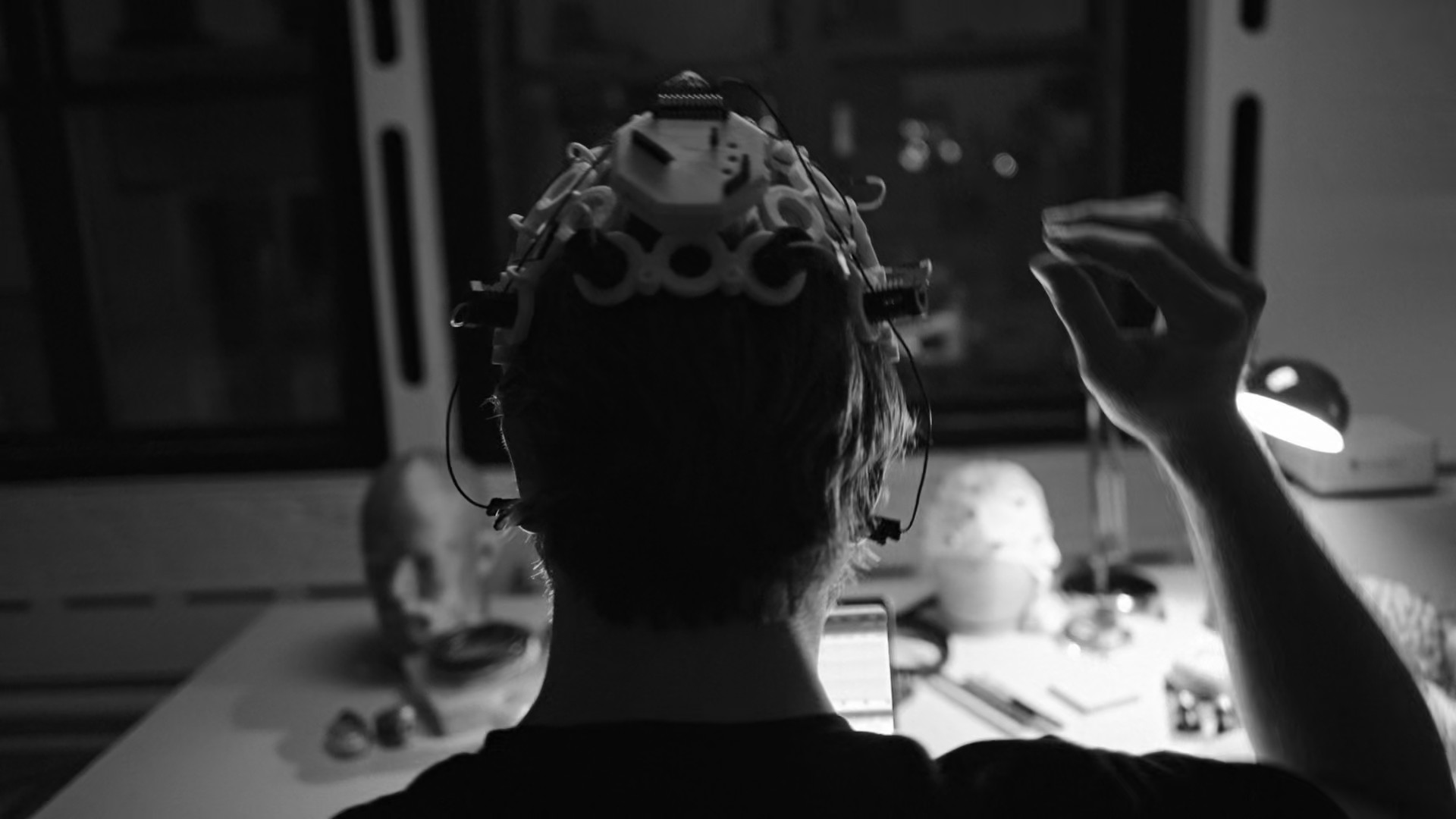 person with brainwave device