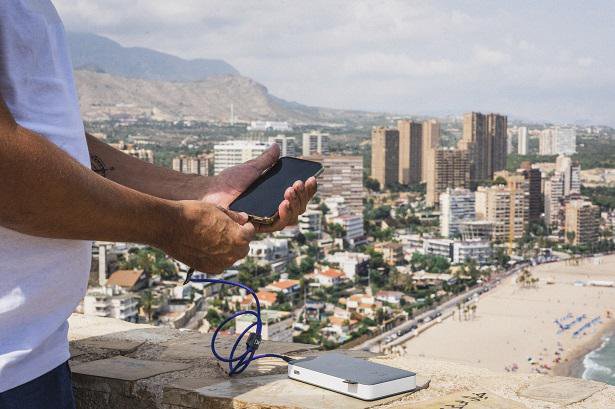 portable charger with cityscape