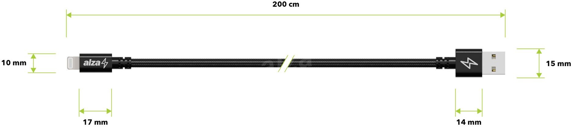 usb lightning cable dimensions