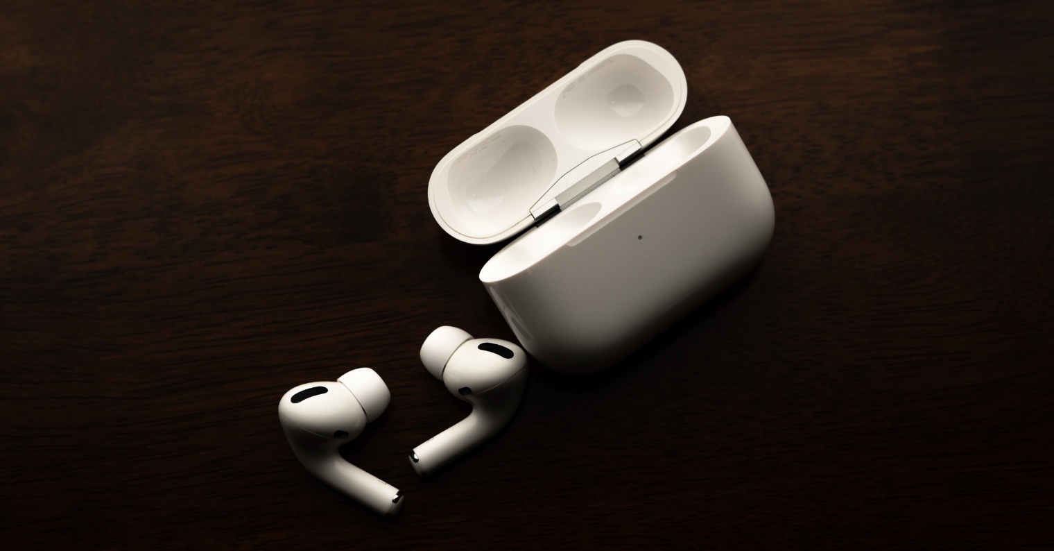 wireless earbuds dark background