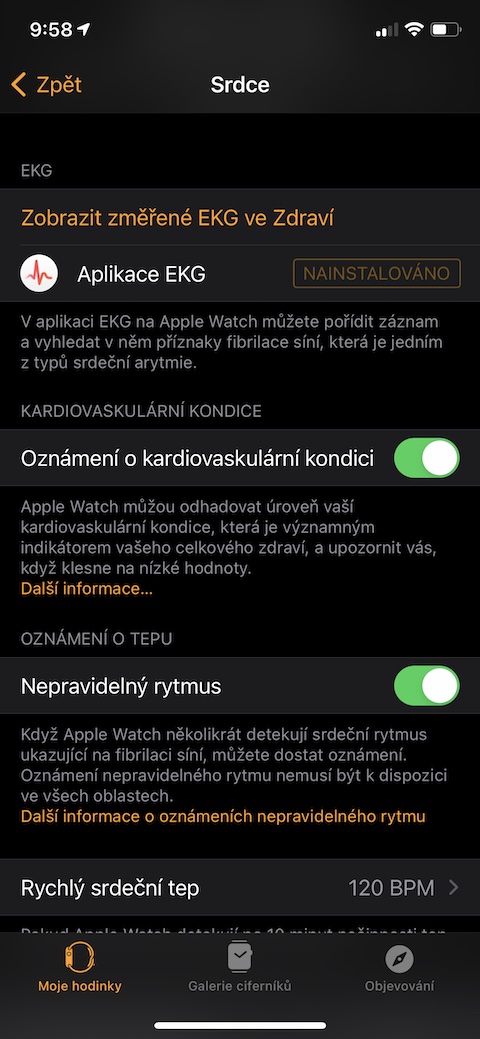 Kardiovaskularni kondice iOS watchOS 1 Kardiovaskularni kondice iOS watchOS