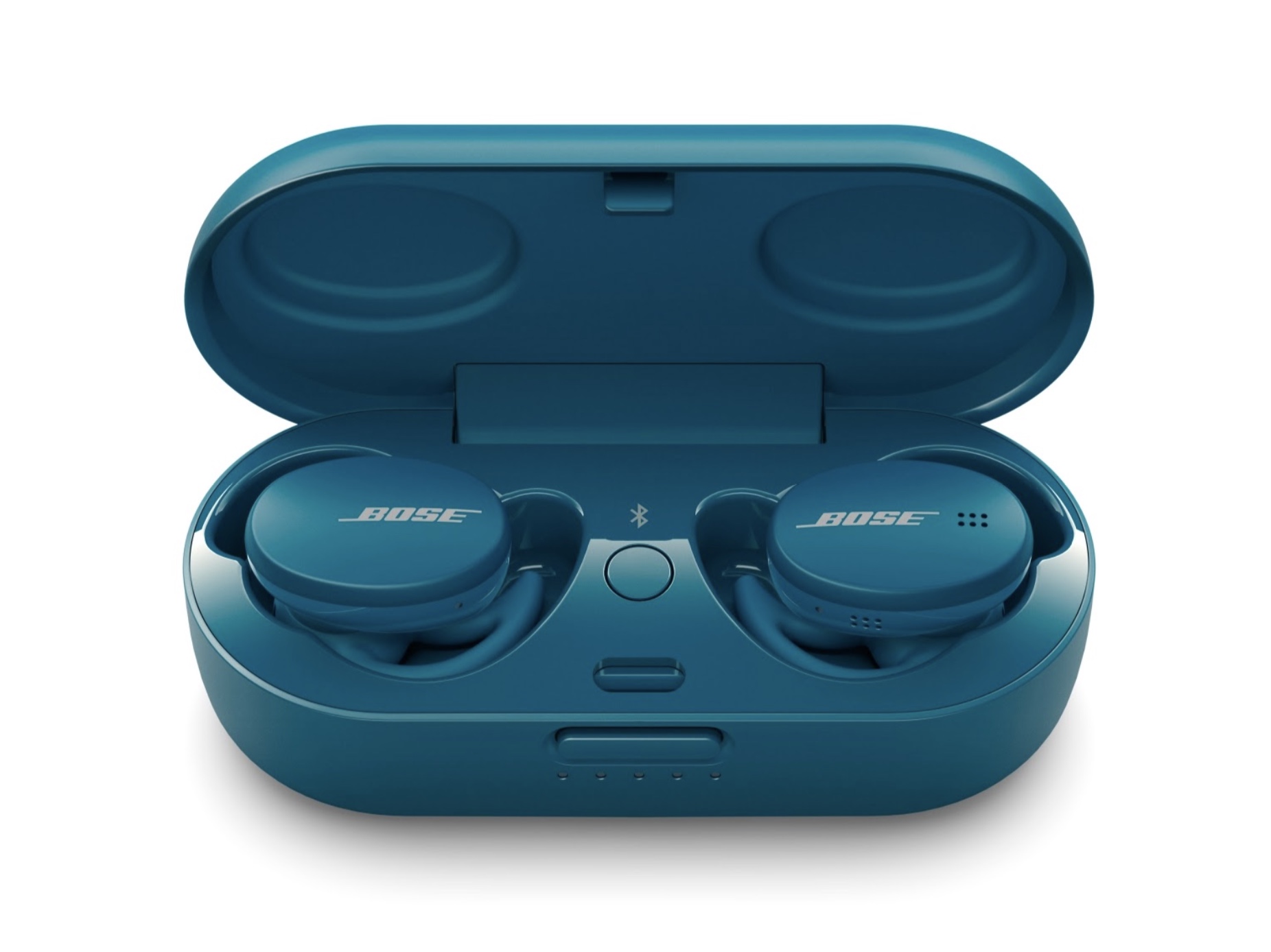blue earbuds charging case