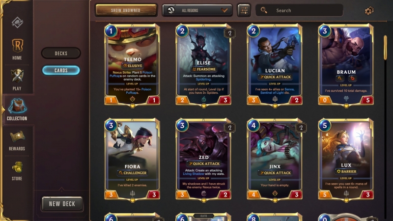 card game deck selection