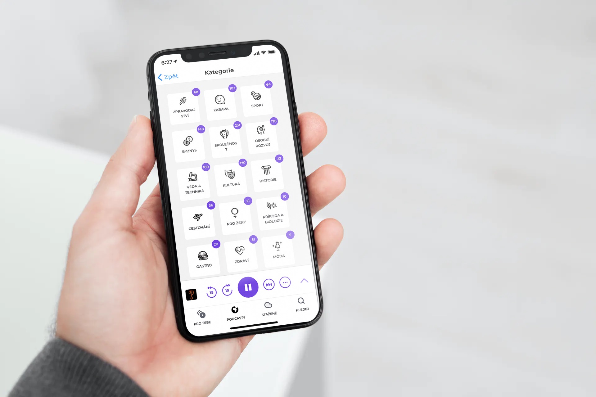 hand holding smartphone app screen
