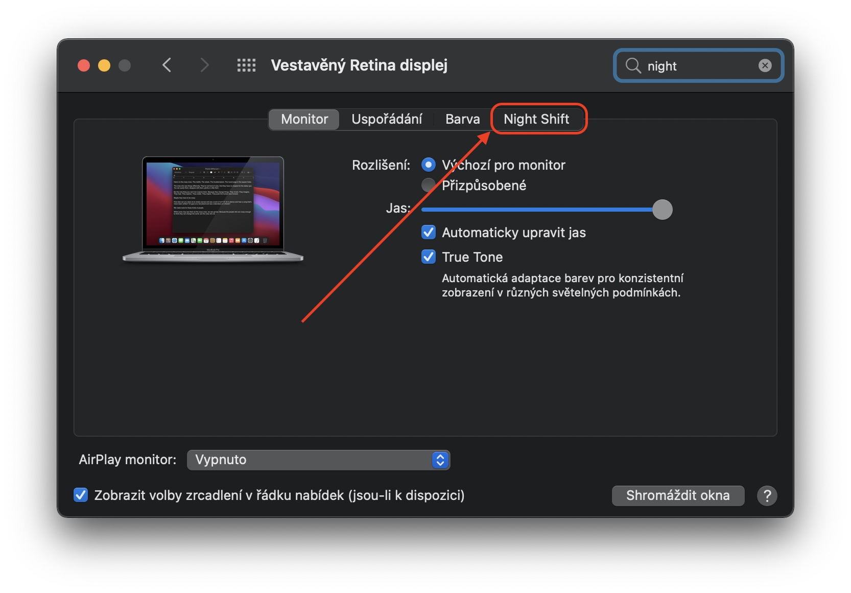 macOS Night Shift aktivace 2 macOS Night Shift aktivace