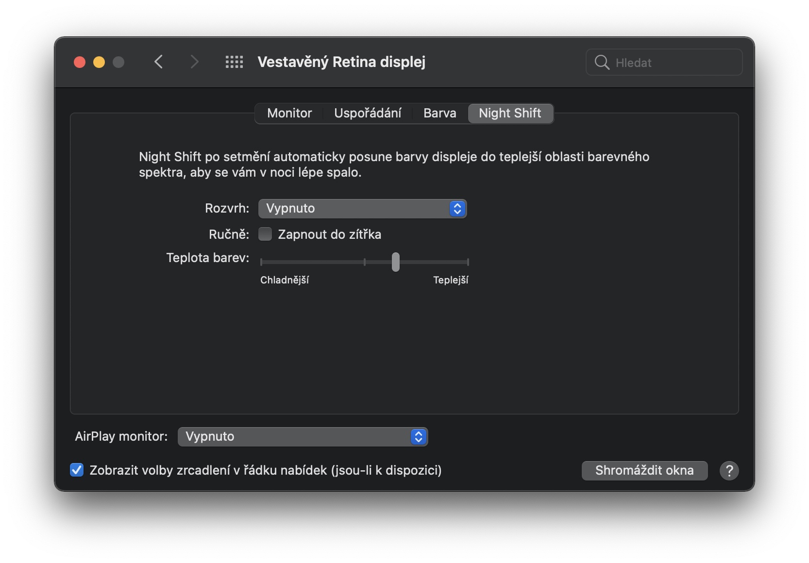 macOS Night Shift aktivace 3 macOS Night Shift aktivace