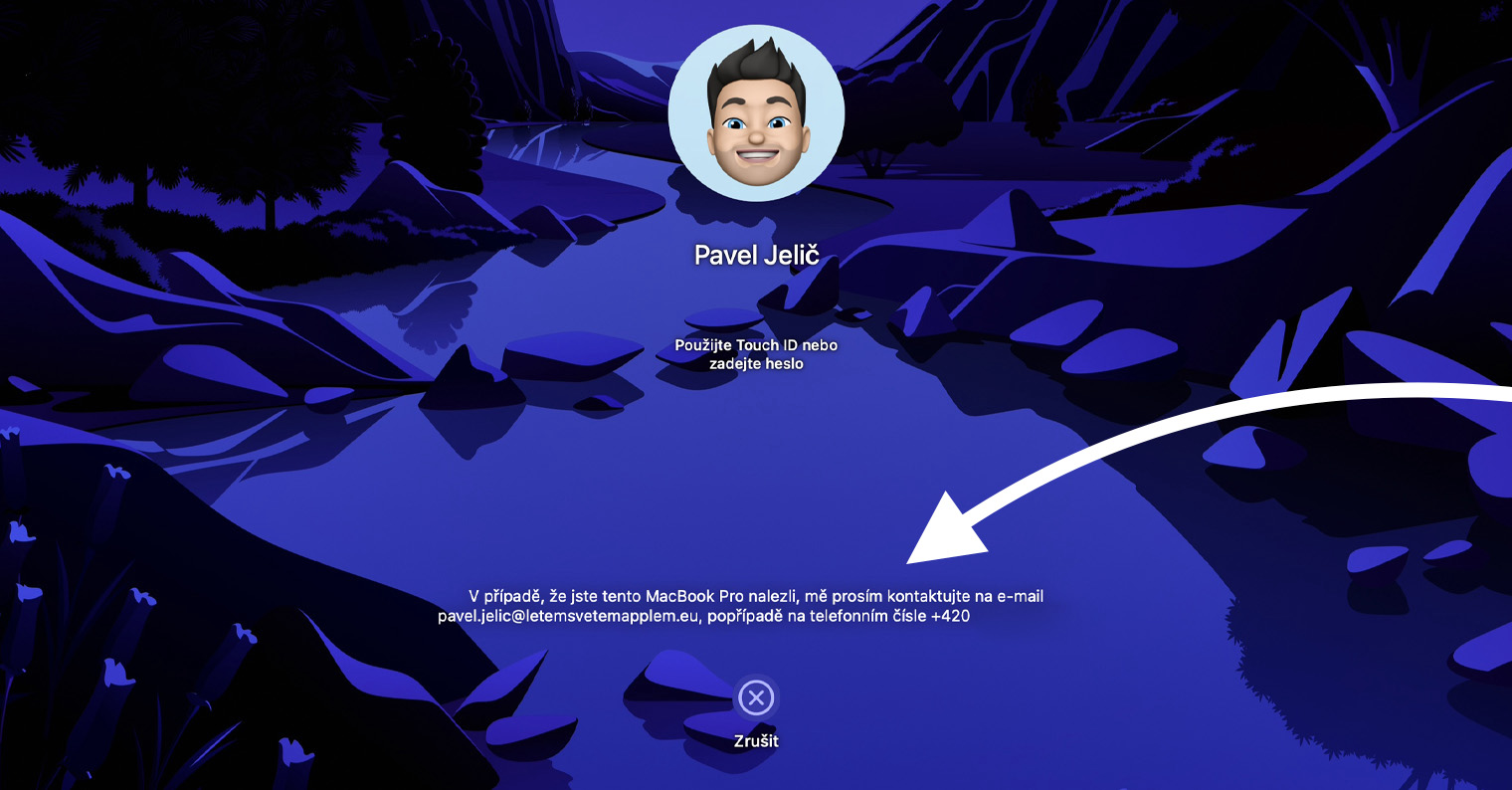 mac zprava uzamcena obrazovka fb