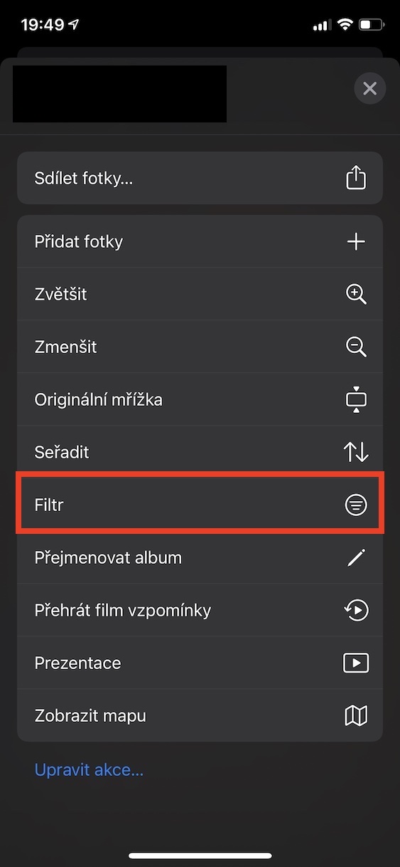 photo album filter options