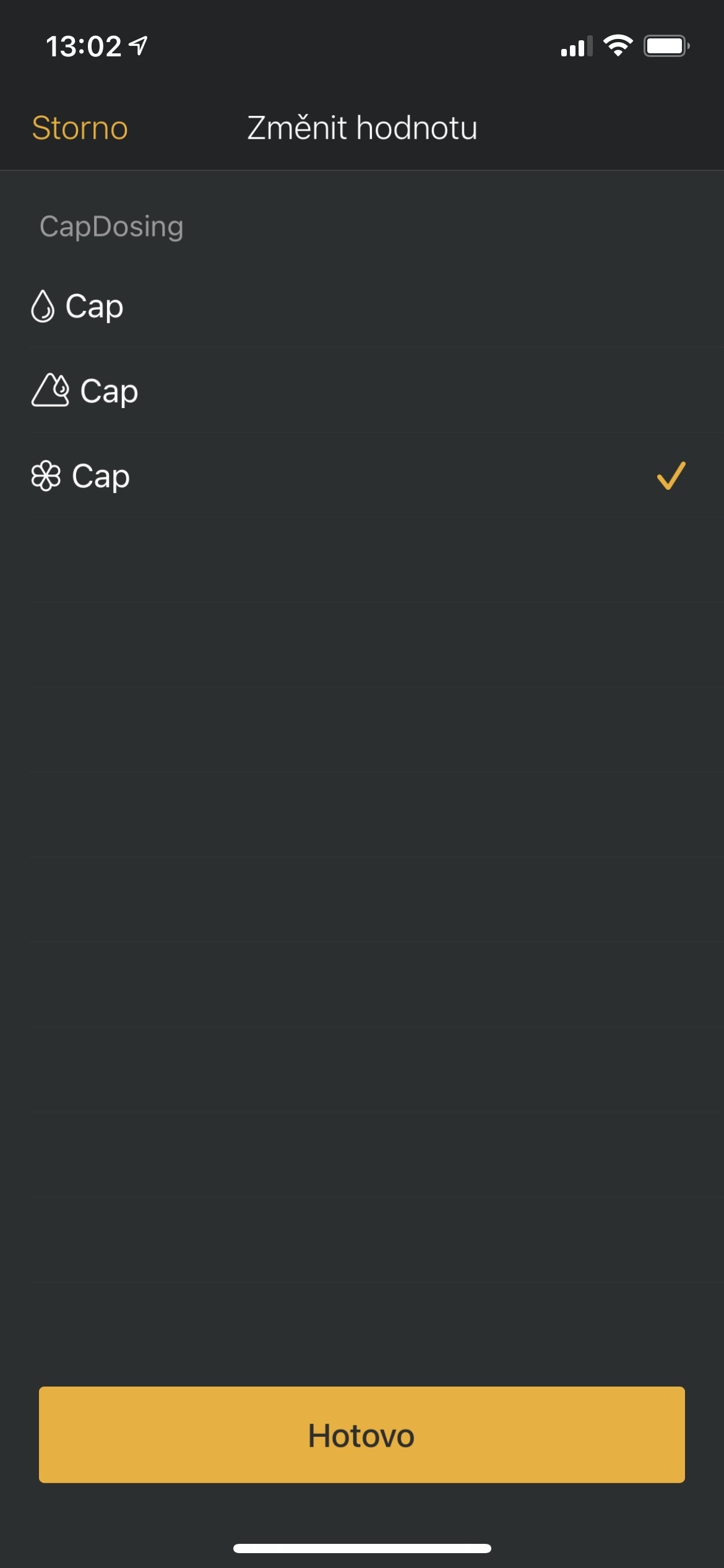 capdosing options screen