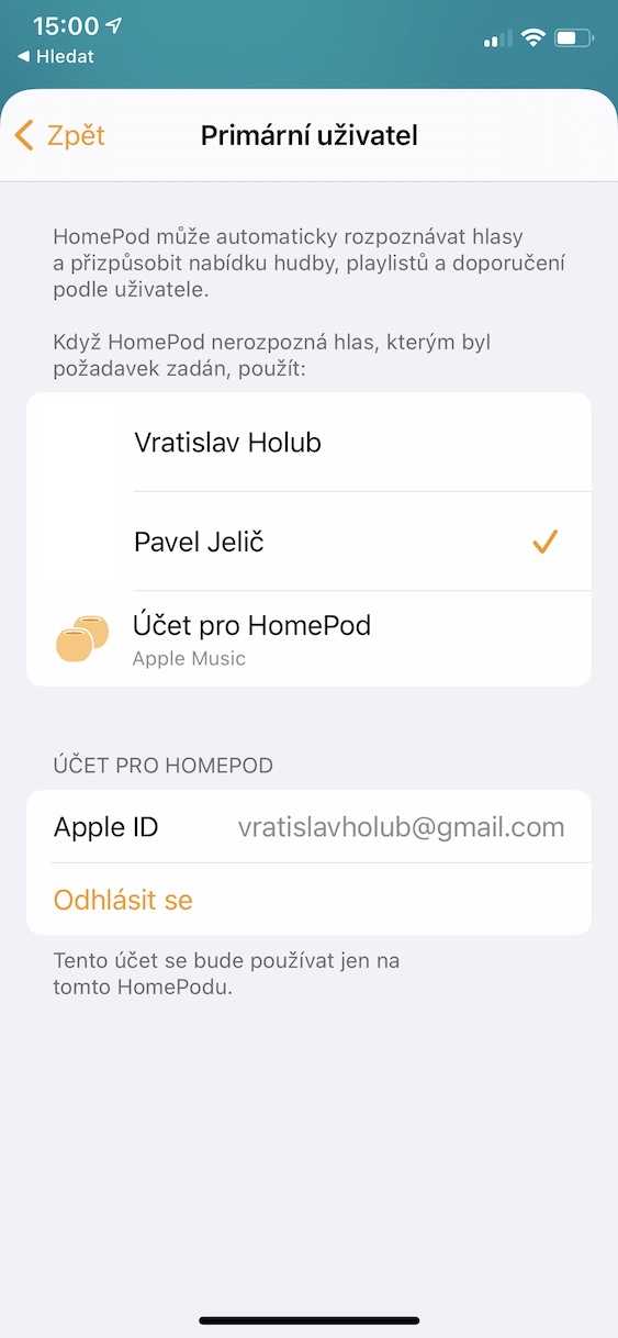 homepod_primarni_uzivatel5 homepod nastavení primárního uživatele