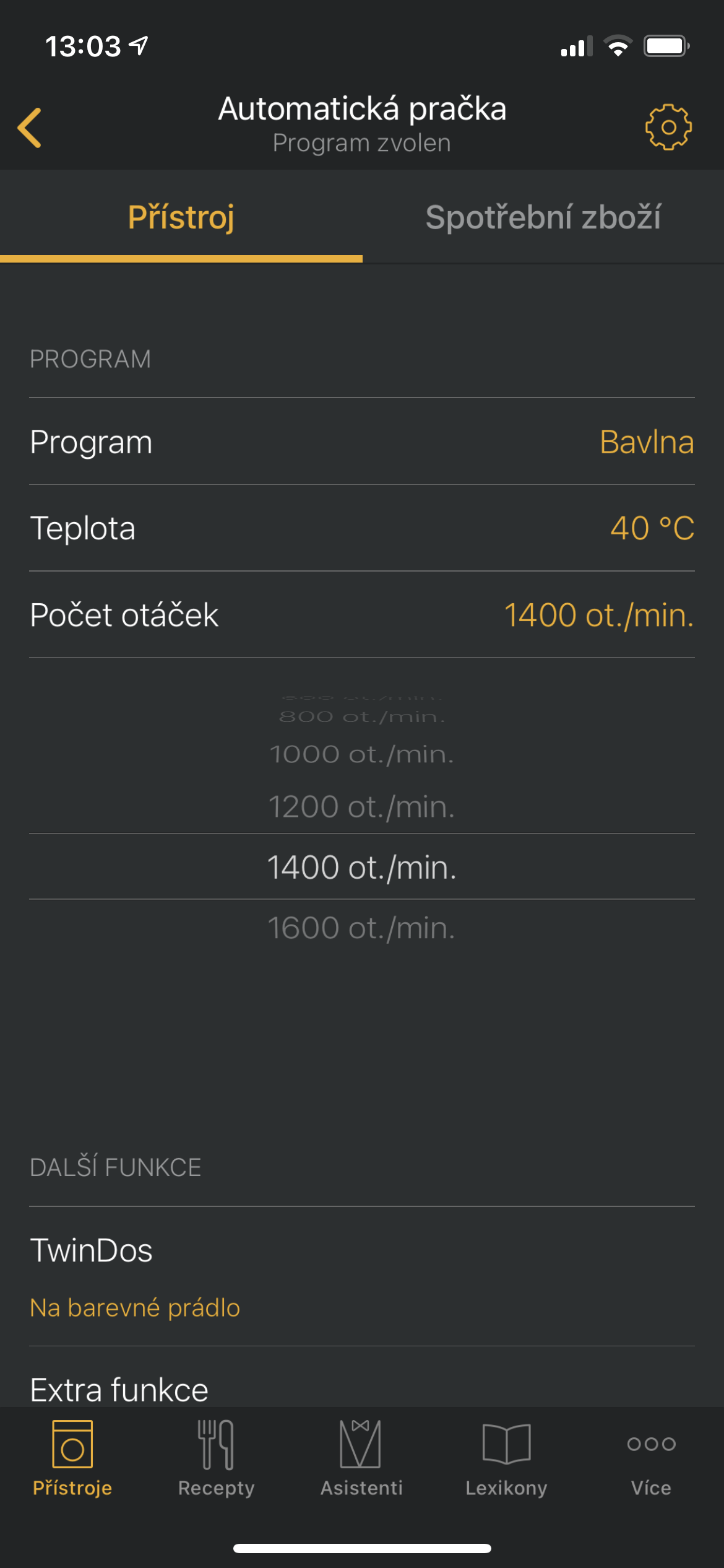 washing machine settings detail