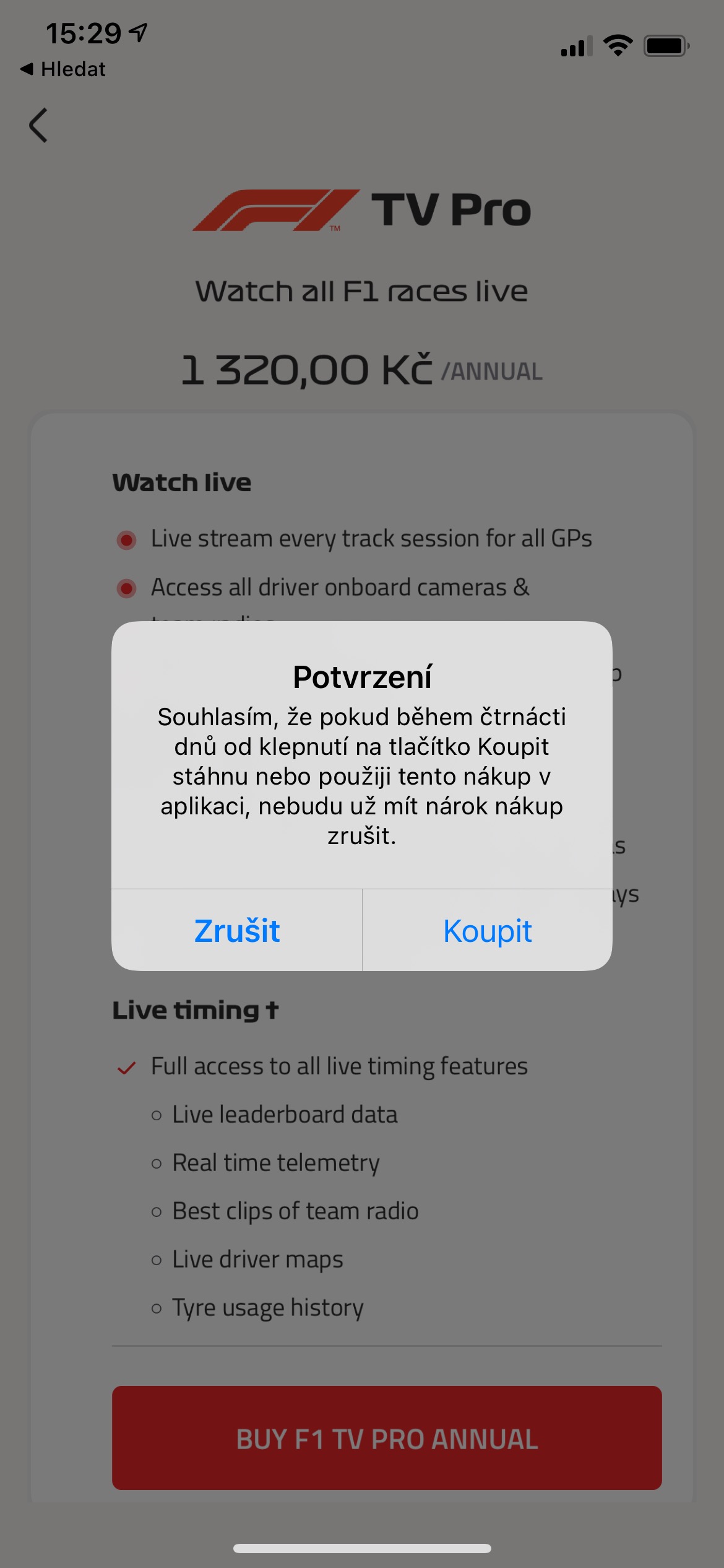 f1 tv pro purchase confirmation