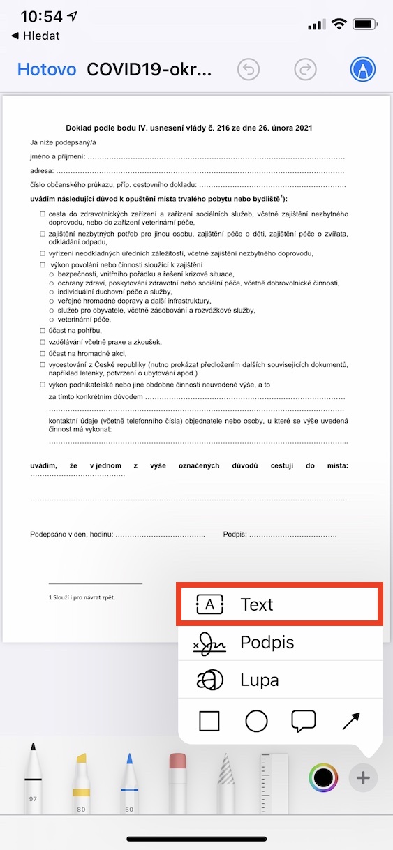 formular_opusteni_okresu_iphone10 Jak vyplnit formulář pro opuštění okresu na iPhone