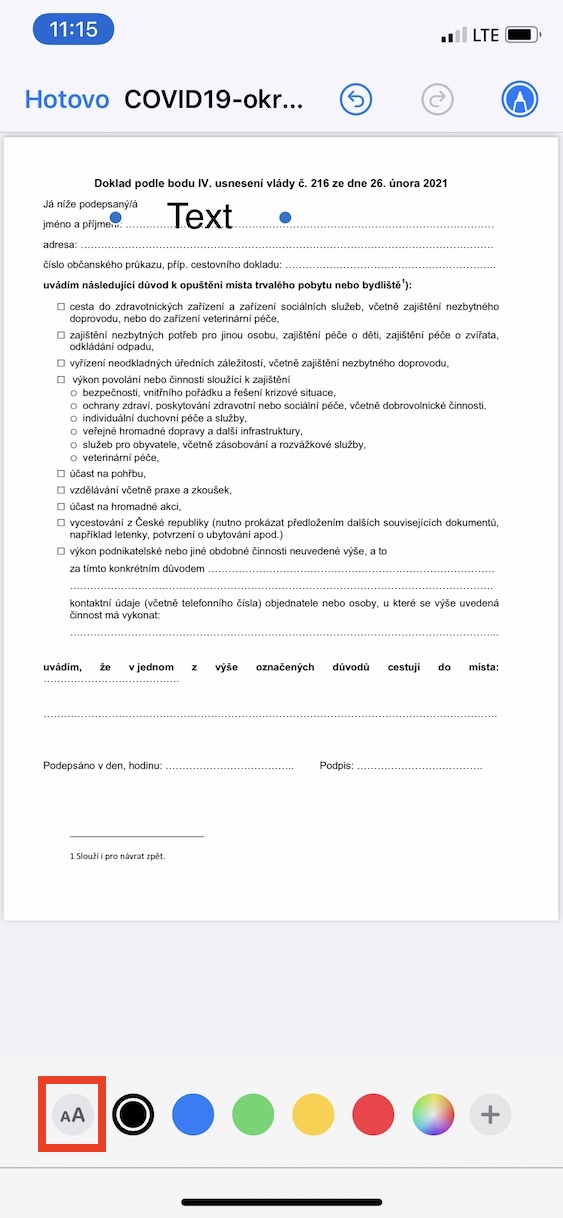 formular_opusteni_okresu_iphone13 Jak vyplnit formulář pro opuštění okresu na iPhone