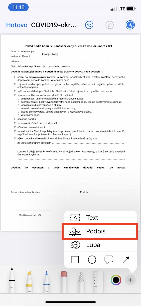 formular_opusteni_okresu_iphone17 Jak vyplnit formulář pro opuštění okresu na iPhone