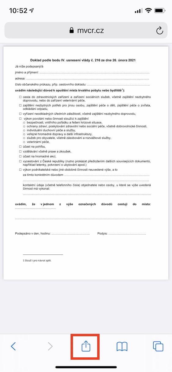 formular_opusteni_okresu_iphone2 Jak vyplnit formulář pro opuštění okresu na iPhone